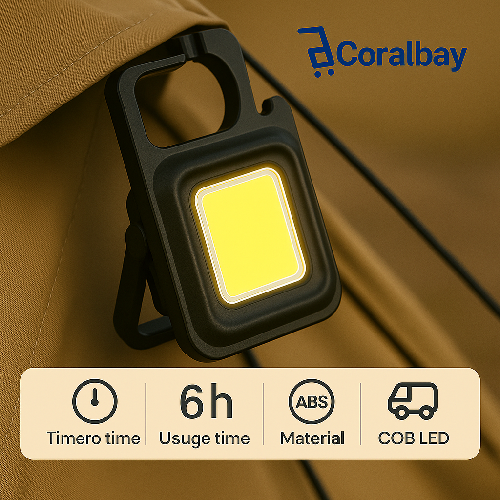 Mini lanterna de acampamento multifuncional portátil com chaveiro
