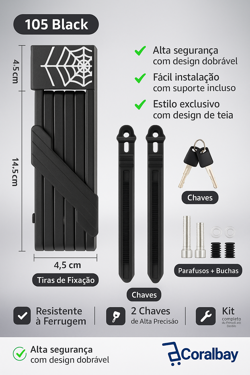 Cadeado portátil dobrável para bicicleta