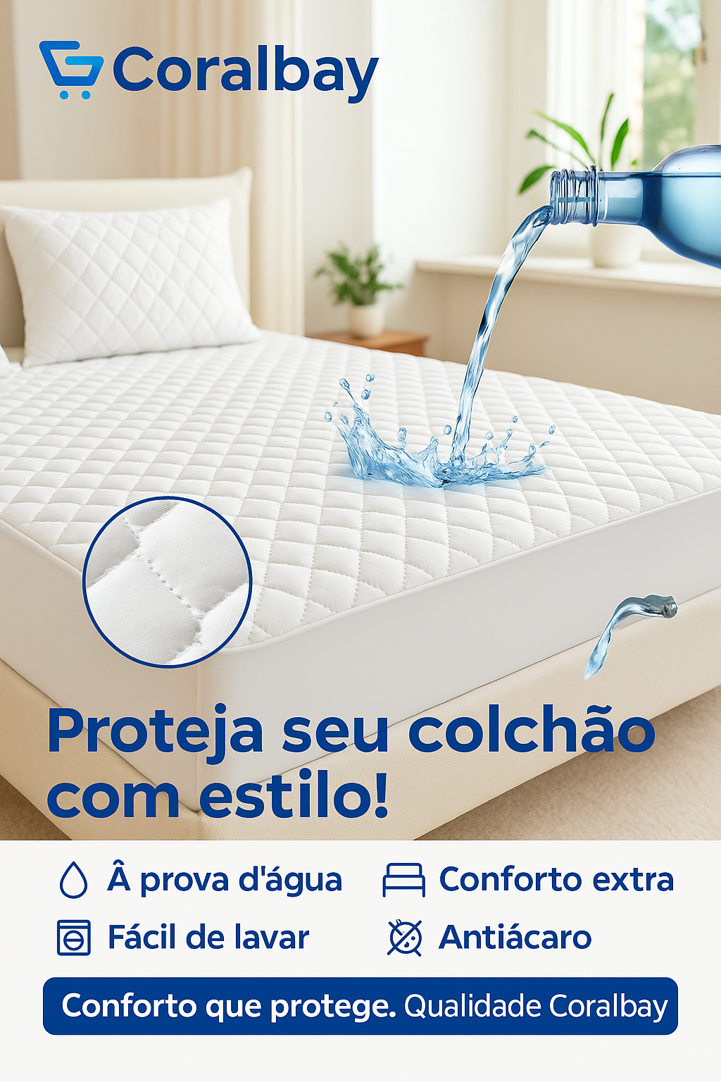 Capa de colchão impermeável com lençol elástico protetor de colchão